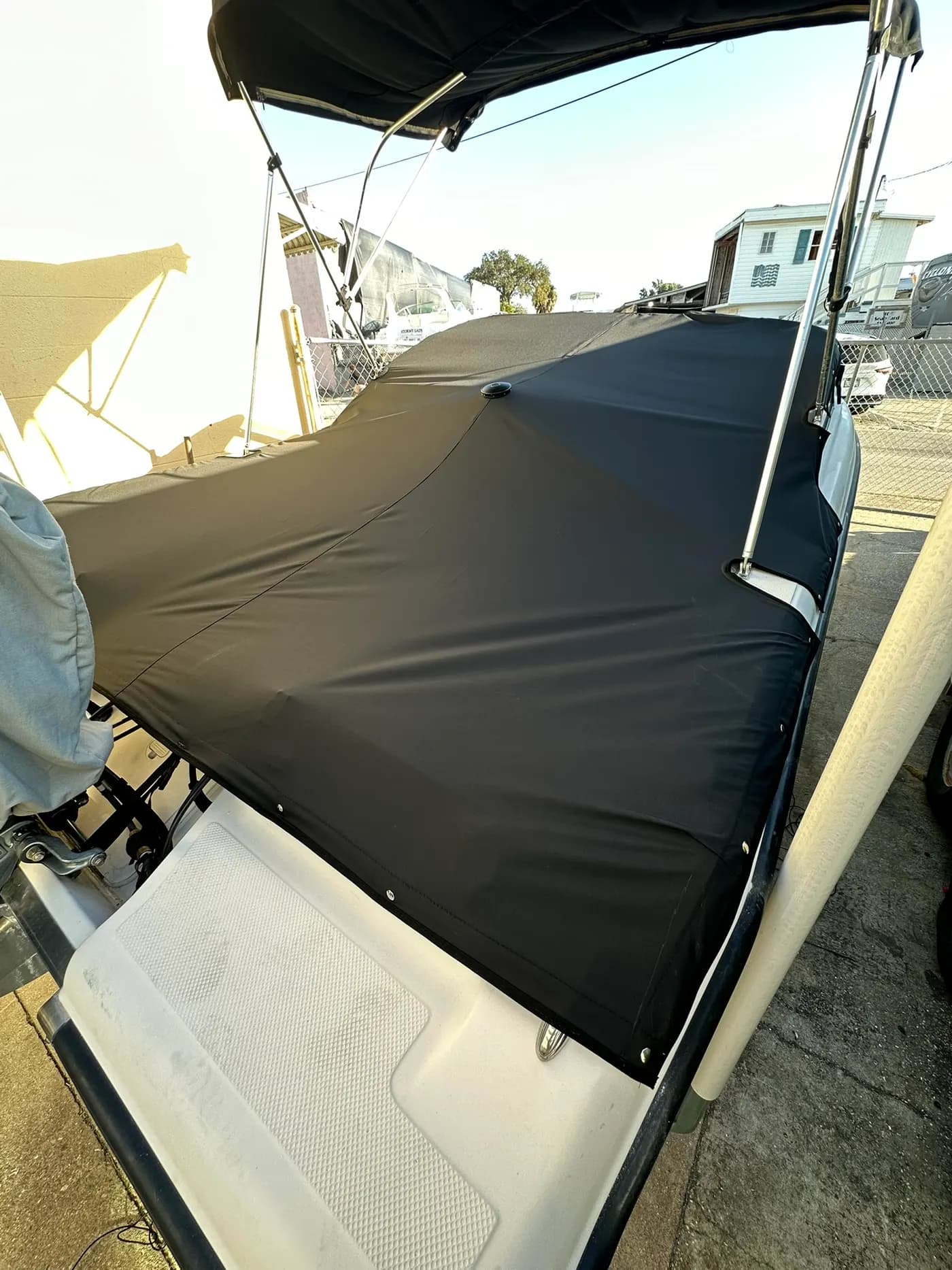 Custom custom boat cover and canvas by GVO Classic Upholstery in North Port, FL