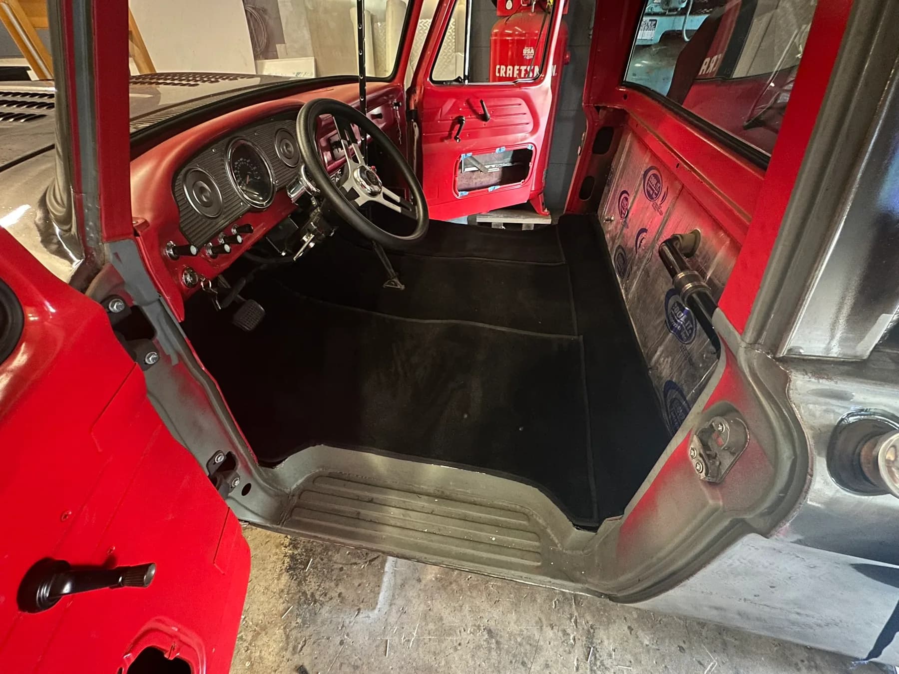 Classic truck interior restoration with custom carpet by GVO Classic Upholstery