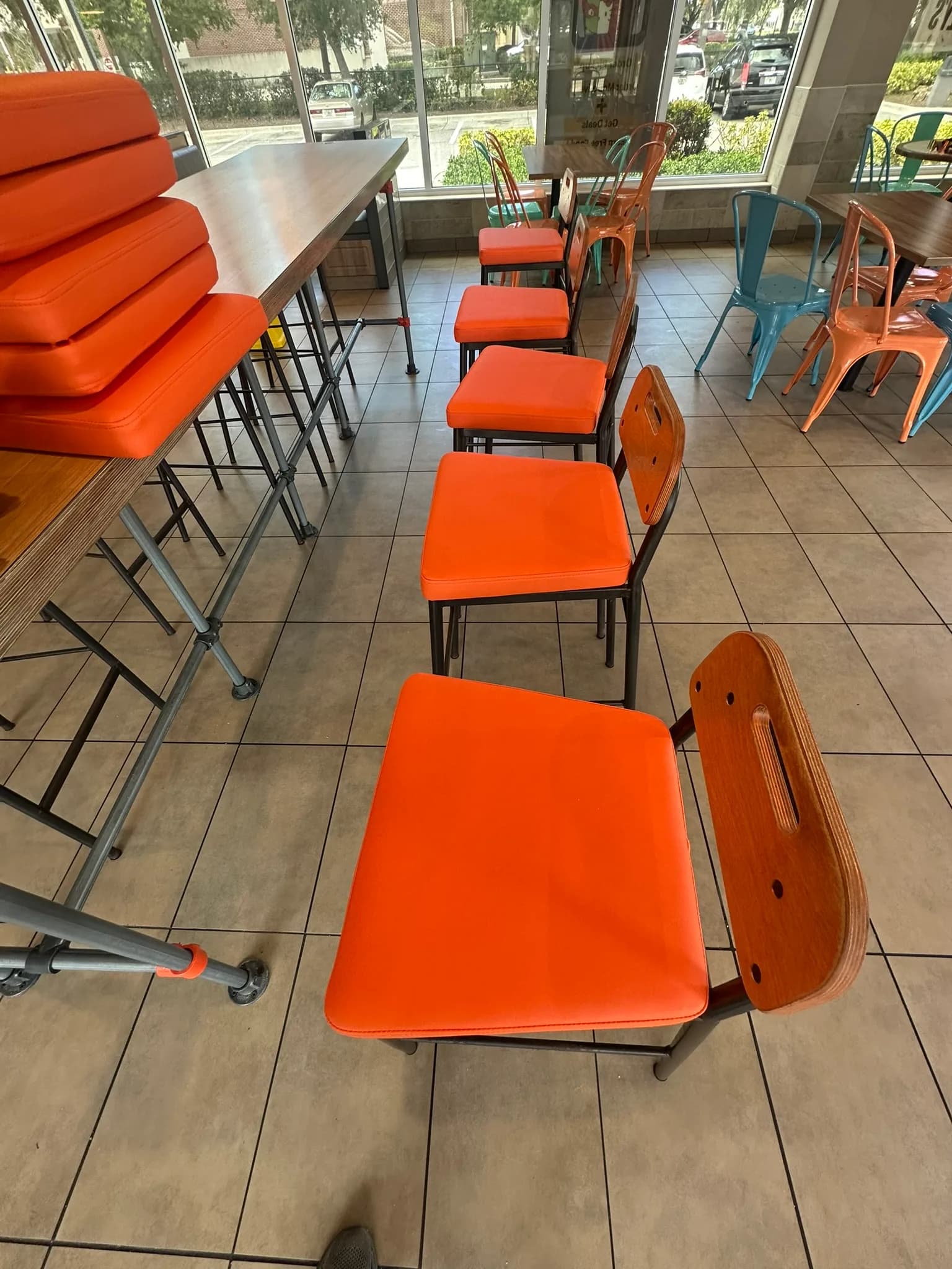 Reupholstered cafe bar stools by GVO Classic Upholstery